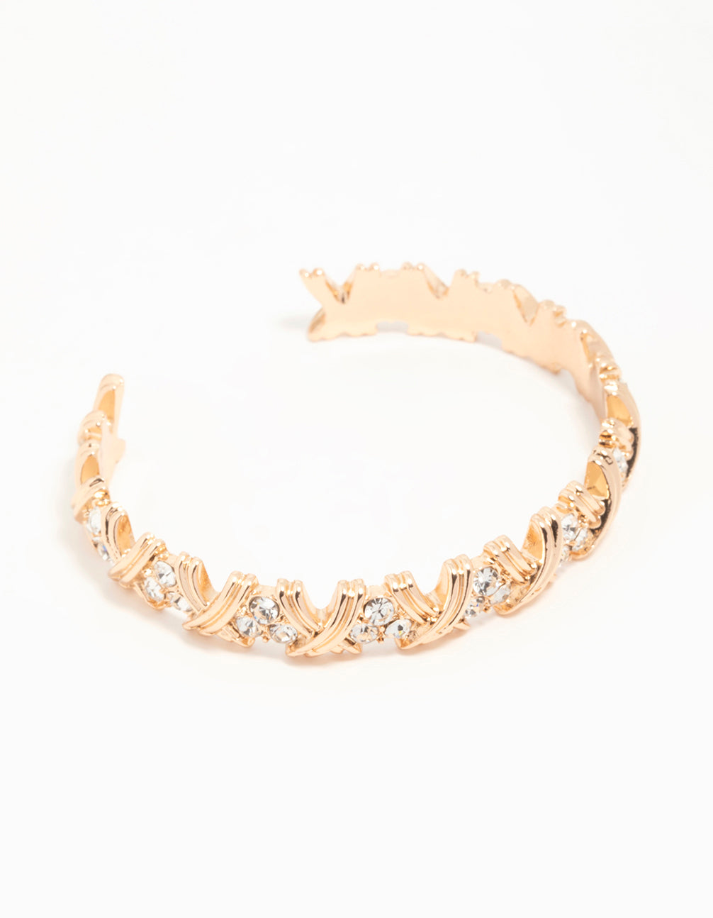 Gold Diamante Crisscross Wrist Cuff