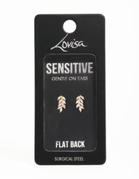 Gold Plated Surgical Steel Cubic Zirconia Leaf Flat Back Earrings - link has visual effect only