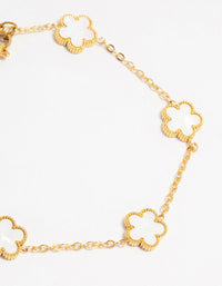 Waterproof Gold Plated Stainless Steel Flower Station Bracelet - link has visual effect only