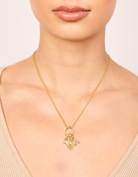 Gold Plated Bubble A & Heart Charm Necklace - link has visual effect only