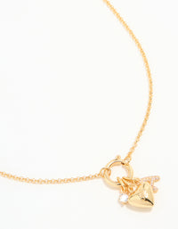 Gold Plated Bubble A & Heart Charm Necklace - link has visual effect only