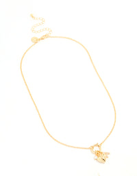 Gold Plated Bubble A & Heart Charm Necklace - link has visual effect only
