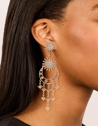 Antique Gold Moon & Star Drop Earrings - link has visual effect only