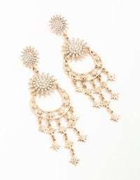 Antique Gold Moon & Star Drop Earrings - link has visual effect only