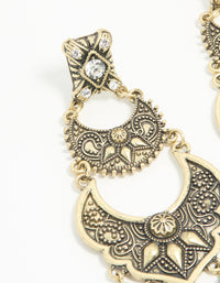 Antique Gold Beaded Textured Drop Earrings - link has visual effect only