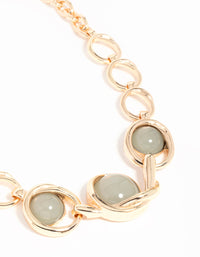 Gold Green Stones Circle Necklace - link has visual effect only