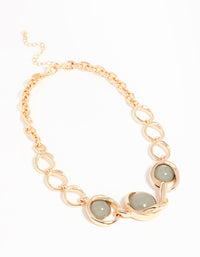 Gold Green Stones Circle Necklace - link has visual effect only