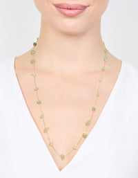Gold Green Semi Precious Stone Chip Necklace - link has visual effect only