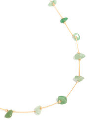 Gold Green Semi Precious Stone Chip Necklace - link has visual effect only