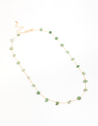 Gold Green Semi Precious Stone Chip Necklace - link has visual effect only