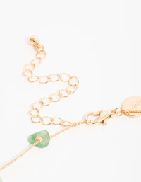 Gold Green Semi Precious Stone Chip Necklace - link has visual effect only