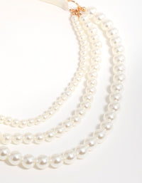 Pearl Fabric Tie-Up Necklace - link has visual effect only