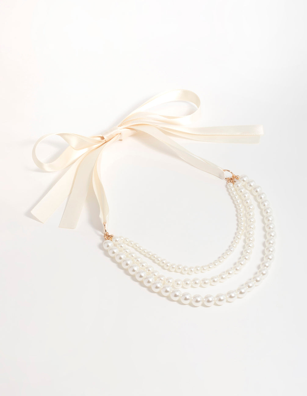 Pearl Fabric Tie-Up Necklace