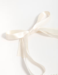 Pearl Fabric Tie-Up Necklace - link has visual effect only