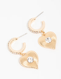 Gold Diamante Heart Hoop Earrings - link has visual effect only