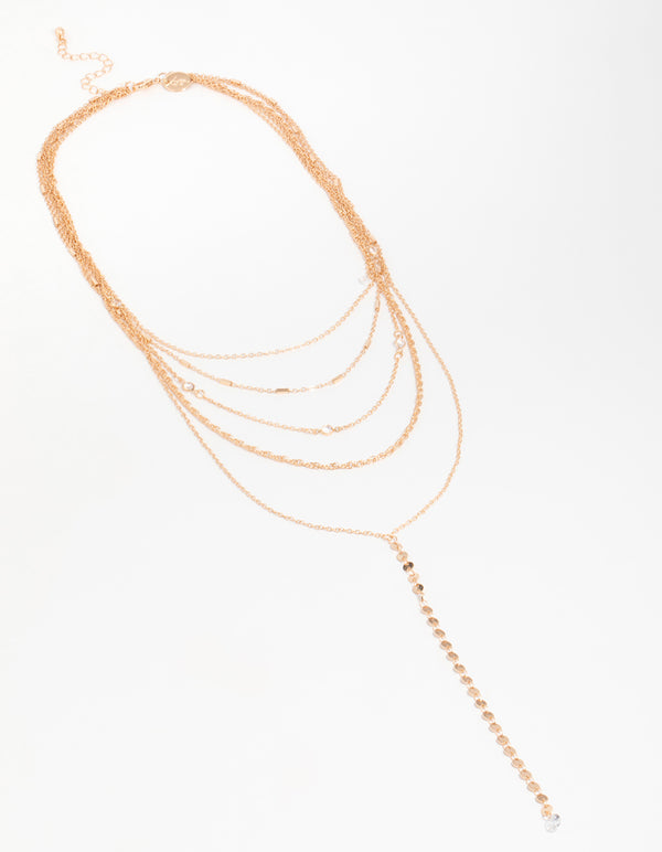 Gold Tassel Layered Necklace