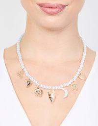 Gold Pearl Celestial Charm Necklace - link has visual effect only