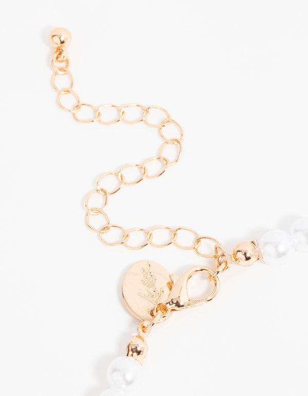 Gold Pearl Celestial Charm Necklace