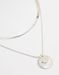 Silver Plated Disc Pendant Layered Necklace - link has visual effect only