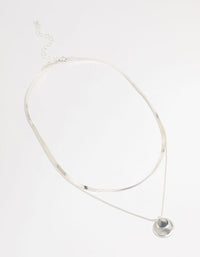 Silver Plated Disc Pendant Layered Necklace - link has visual effect only
