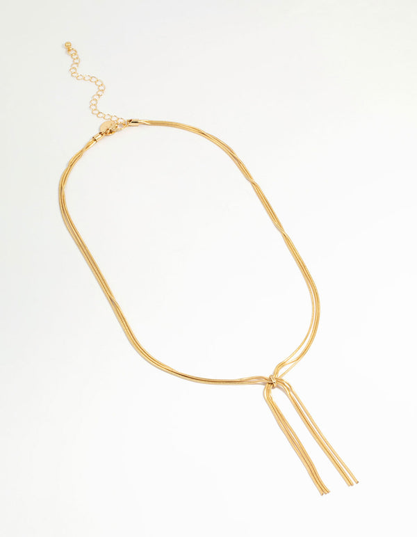 Gold Plated Snake Tassel Y-Necklace