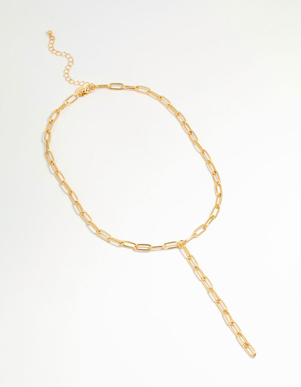 Gold Plated Paperclip Link Chain Y-Necklace