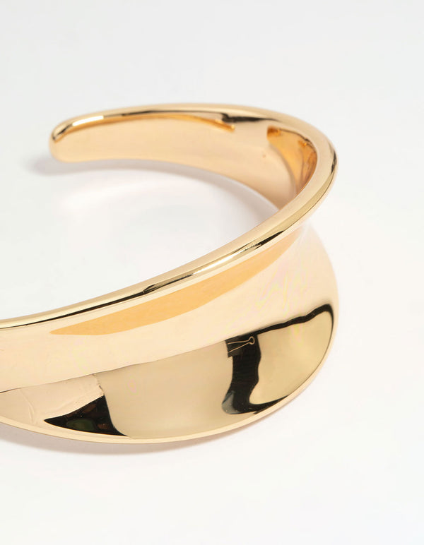 Gold Plated Concave Wrist Cuff