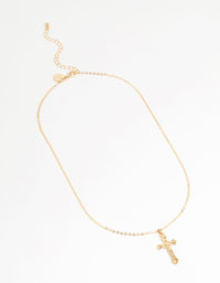 Gold Molten Cross Pendant Necklace - link has visual effect only