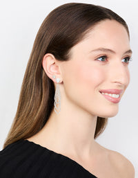 Silver Diamante Pearl Triangular Layered Earrings 2-Pack - link has visual effect only