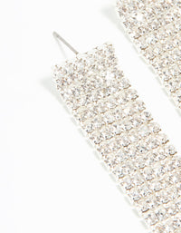 Silver Diamante Thick Straight Cupchain Drop Earrings - link has visual effect only