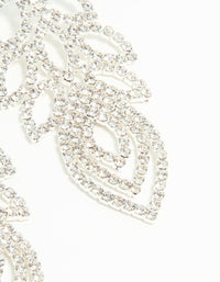 Silver Diamante Large Peacock Feather Drop Earrings - link has visual effect only