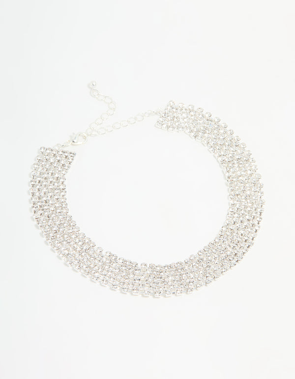 Silver Diamante Classic Choker Necklace