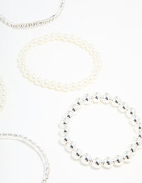 Silver Diamante & Pearl Ball Bracelets 9-Pack - link has visual effect only
