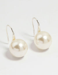Silver Plated Pearl Hook Drop Earrings - link has visual effect only