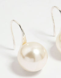 Silver Plated Pearl Hook Drop Earrings - link has visual effect only