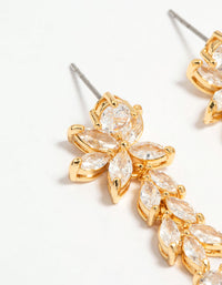 Gold Plated Cubic Zirconia Medium Flower Vine Drop Earrings - link has visual effect only