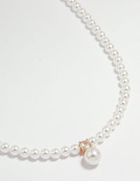 Gold Plated Pearl Cubic Zirconia Necklace - link has visual effect only