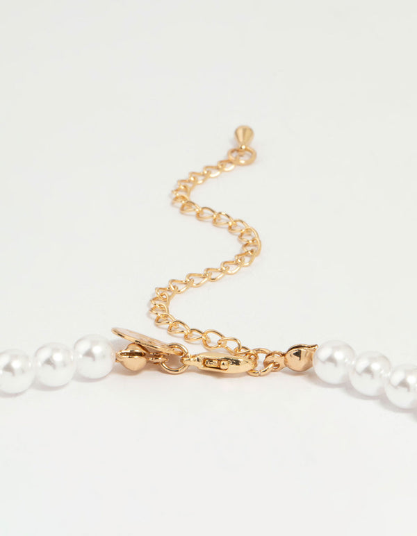 Gold Plated Pearl Cubic Zirconia Necklace