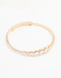 Gold Cubic Zirconia Round Wrist Cuff - link has visual effect only