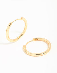 Gold Plated Brass Thin Medium Huggie Earrings - link has visual effect only