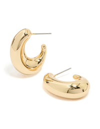Gold Plated Brass Elongated Chunky Hoop Earrings - link has visual effect only