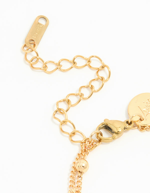 Waterproof Gold Plated Stainless Steel Flower Enamel Layered Bracelet