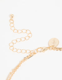 Gold Cubic Zirconia Teardrop Layered Necklace - link has visual effect only