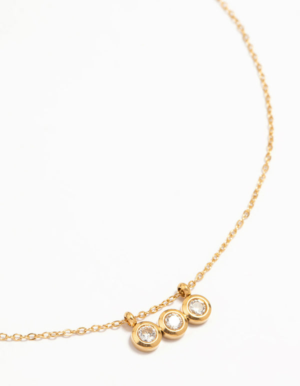 Waterproof Gold Plated Glass Circle Pendants Necklace