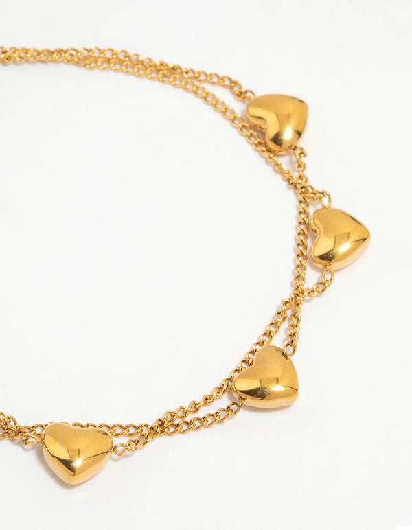Waterproof Gold Plated Stainless Steel Heart Bracelet