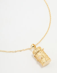 Gold Plated Barrel Pendant Necklace - link has visual effect only
