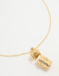 Gold Plated Barrel Pendant Necklace - link has visual effect only