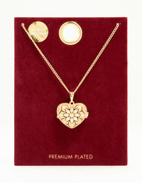 Gold Plated Cubic Zirconia Heart Locket Pendant Necklace - link has visual effect only