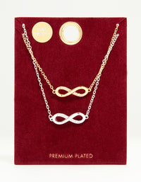 Mixed Metal Infinity Cubic Zirconia Pendant Necklaces 2-Pack - link has visual effect only