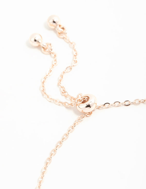 Rose Gold Cubic Zirconia Flower Trio Toggle Bracelet